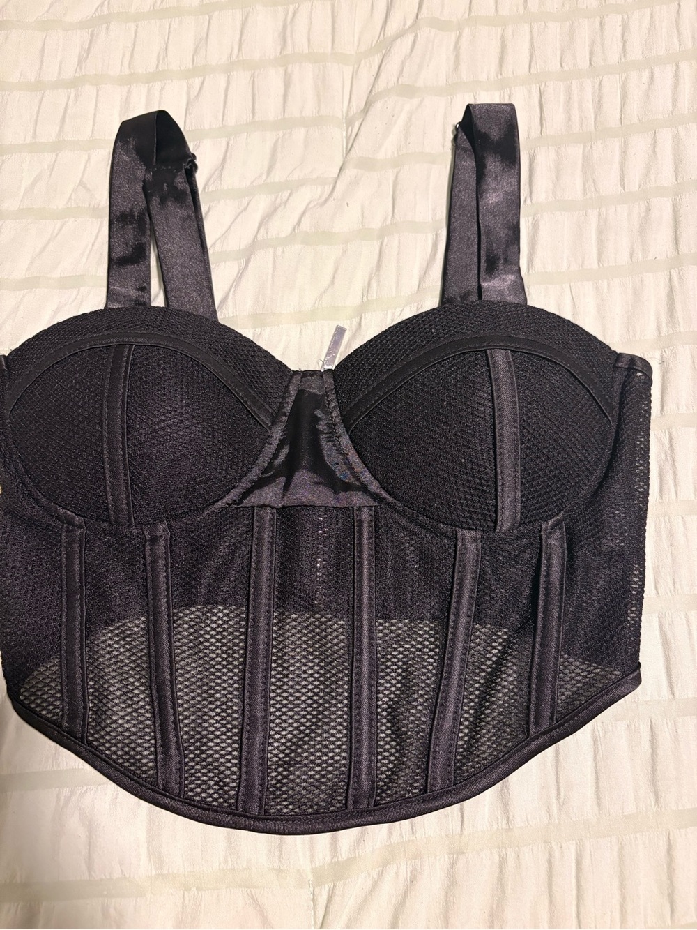 Fashion Nova Black Mesh Longline Bustier